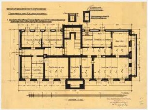 Direktionsgebäude der Vereinigten Chemischen Fabriken, Staßfurt-Leopoldshall: Grundriss UG, 1:100