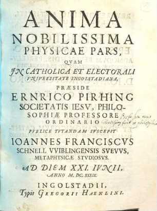 Anima nobilissima physicae pars