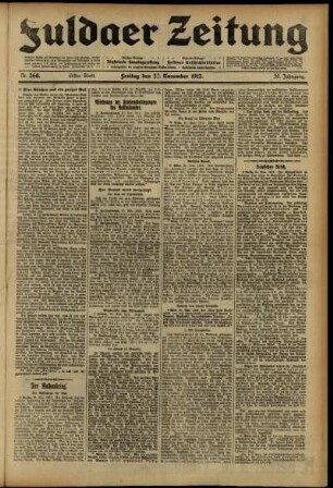 Erste Ausgabe vom Freitag, den 22. November 1912.