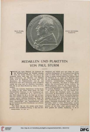 Medaillen und Plaketten von Paul Sturm