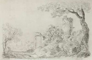 Ruine Frankenberg : Bleistiftzeichnung, 21,7 x 31,6 cm, bez. J.C. Erhard fec., Dresden, Privatbesitz