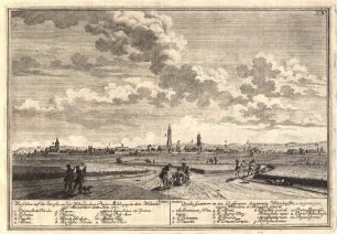 Georg Daniel Heumann: Wahre Abbildung der Stadt Göttingen (1747) - N. IV. Goettingen. Wie solches auf der Straße zu der Wehndischen Papier Mühle, gegen dem Wehnder und Albaner Thor, anzusehen ist