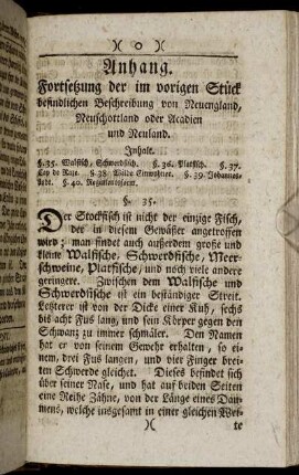 Fortsetzung der im vorigen Stück befindlichen Beschreibung von Neuengland, Neuschottland oder Acadien und Neuland.