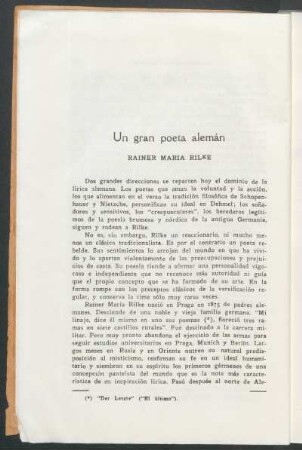 Un gran poeta alemán - Rainer Maria Rilke