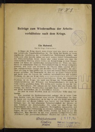 Ein Mahnruf.
