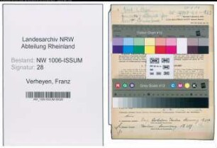 Entnazifizierung Franz Verheyen , geb. 18.08.1888 (Landwirt)