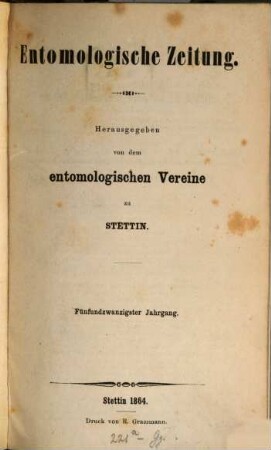 Entomologische Zeitung. 25, 25. 1864