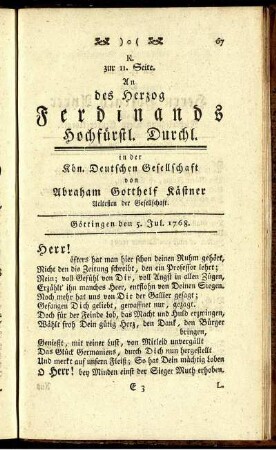 K. An des Herzog Ferdinands Hochfürstl. Durchl ...