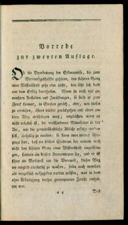 Vorrede zur zweyten Auflage