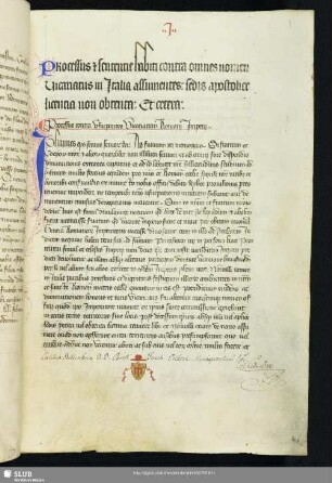 Processus et sententie habiti contra omnes nomen Vicariatus in Italia assumentes, sedis apostolice licentia non obtenta. Processus contra vsurpantes vicariatum Romanj imperij. Johannes episcopus seruus seruorum dei. Ad futuram rei memoriam. Si fratrum et coepiscoporum nostrorum ... Actum Auinioni in domo episcopali. II kal. April.
