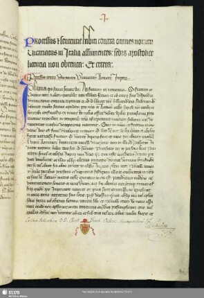 Processus et sententie habiti contra omnes nomen Vicariatus in Italia assumentes, sedis apostolice licentia non obtenta. Processus contra vsurpantes vicariatum Romanj imperij. Johannes episcopus seruus seruorum dei. Ad futuram rei memoriam. Si fratrum et coepiscoporum nostrorum ... Actum Auinioni in domo episcopali. II kal. April.