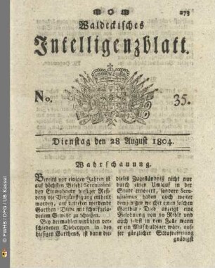No. 35. Dienstag den 28 August 1804