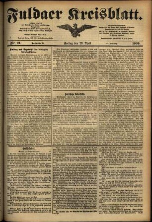 Ausgabe vom Freitag, den 23. April 1909.