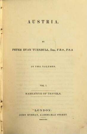 Austria, 1. Narrative of Travels. - 1840