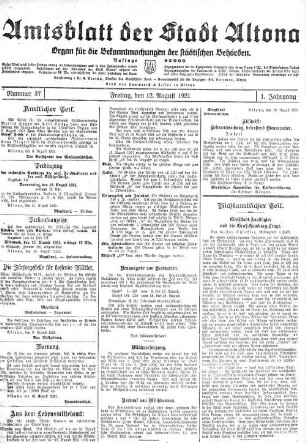 Nummer 37 : Freitag, den 12. August 1921