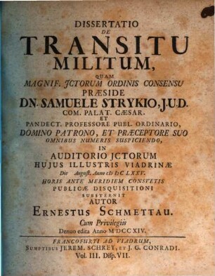 Diss. de transitu militum
