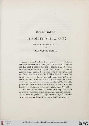 2: Une mosquée du temps des Fatimites au Caire : notice sur le Gâmi' el Goyûshi