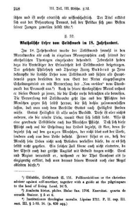 § 32. Akatholische Lehre vom Selbstmord im 18. Jahrhundert.
