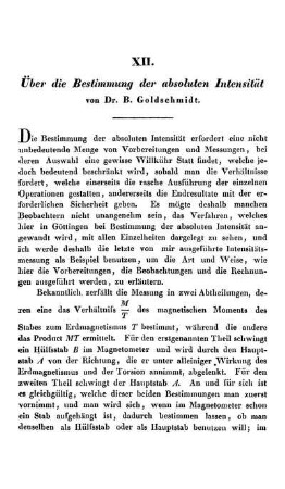 XII. Über die Bestimmung der absoluten Intensität