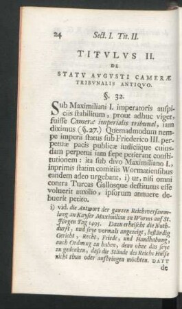 Titulus II. De Statu Augusti Camerae Tribunalis Antiquo.