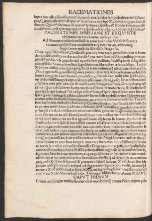Racemationes Bebelianae Et Exquisitae observationes in carmine observandae Ad Simonem cellarium illustris principis nostri Udalrici Secretarium virum .... epistola Bebelii Iustingensis.