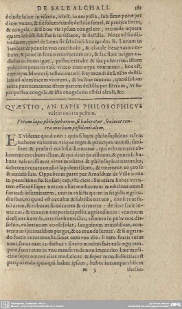 Questio, an lapis Philosophicus...
