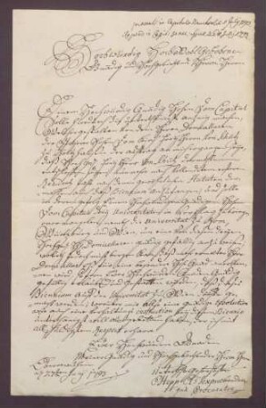 Würzburger Studienzeugnisse des Ferdinand Christoph Karl Schütz von Holzhausen.
