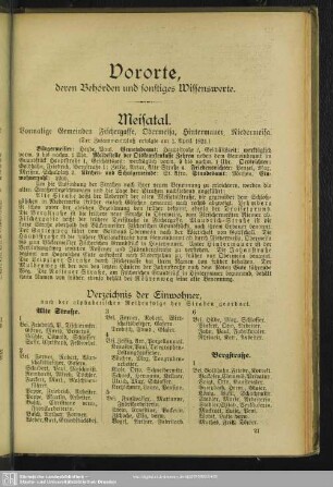 Häuserbuch : Alphabetisches Straßen-Verzeichnis