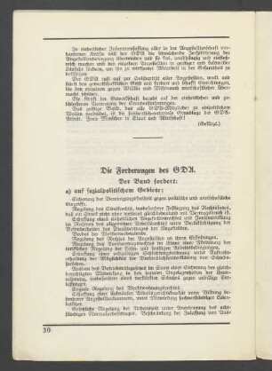 Die Forderungen des GDA.