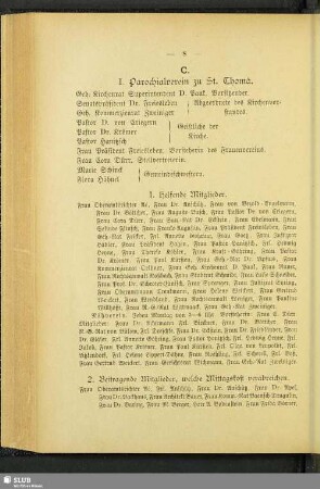 I. Parochialverein zu St. Thomä
