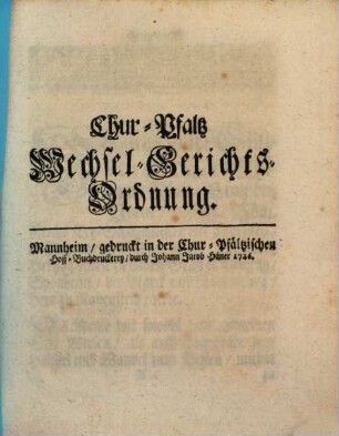 Chur-Pfaltz Wechsel-Gerichts-Ordnung