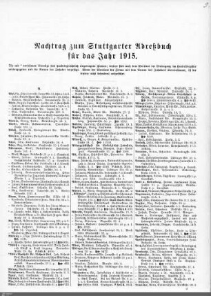Nachtrag zum Stuttgarter Adreßbuch, 1915