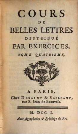 Cours De Belles Lettres : Distribué par Exercices. 4