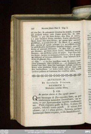 Articulus II. De sacrosancta Trinitate.