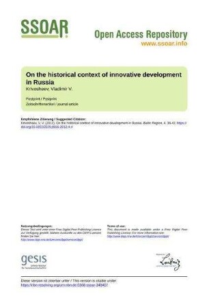 On the historical context of innovative development in Russia