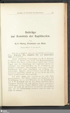 Beiträge zur Kenntnis der Eupithecien