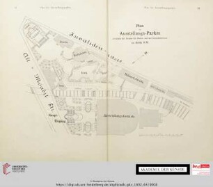 Plan des Ausstellungs-Parkes zwischen der Strasse Alt-Moabit und der Invalidenstrasse zu Berlin N. W.