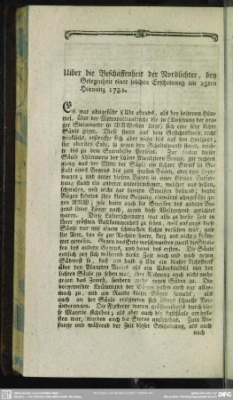 Uiber die Beschaffenheit der Nordlichter, bey Gelegenheit einer solchen Erscheinung am 25ten Hornung 1752