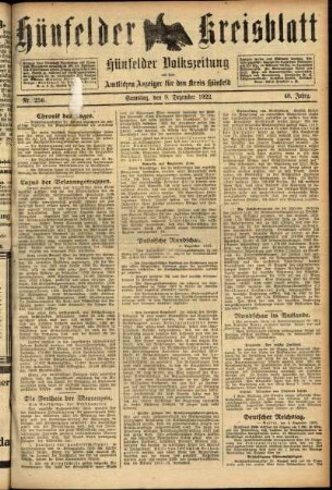 Ausgabe vom Samstag, den 09. Dezember 1922.