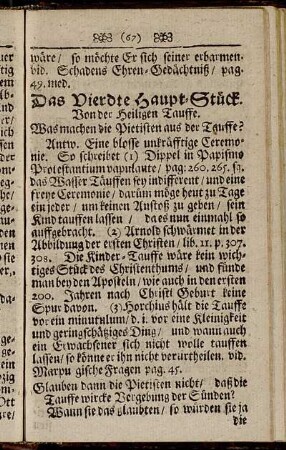 Das Vierdte Haupt-Stück. Von der Heiligen Tauffe