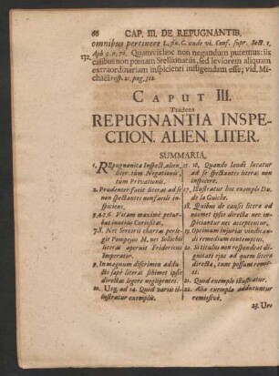 Caput III. Tradens Repugnantia Inspection. Alien. Liter.