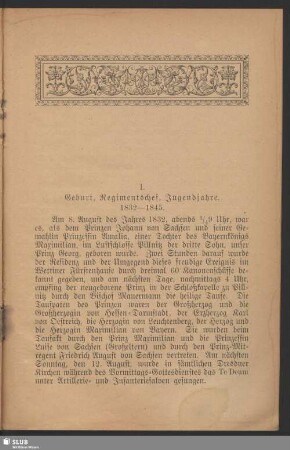 I. Geburt, Regimentschef, Jugendjahre. 1832 - 1845
