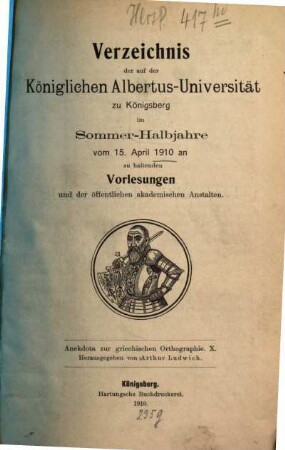 Anekdota zur griechischen Orthographie, 10. SS 1910
