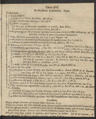 Tabula XVII. De Ministerio Ecclesiastico.