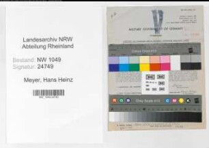 Entnazifizierung Hans Heinz Meyer , geb. 21.01.1912 (Polizeibeamter)