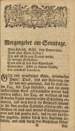 Morgengebet am Sonntage