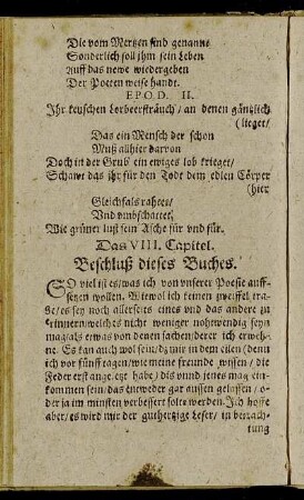 Das VIII. Capitel. Beschluß dieses Buches.