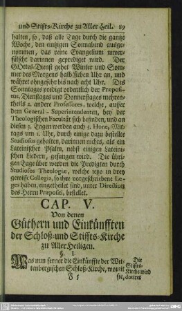 Cap. V. Von denen Güthern und Einkünfften der Schloß- und Stiffts-Kirche zu Aller Heiligen