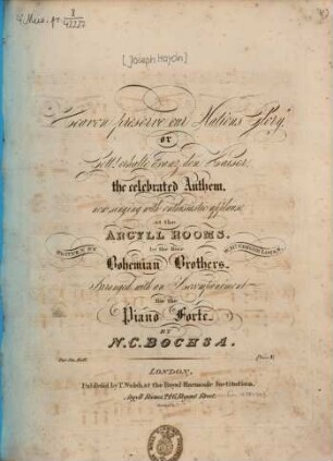 Heaven preserve our nations glory, or = Gott! erhalte Franz den Kaiser : the celebrated anthem