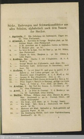 Stiche, Radirungen und Schwarzkunstblätter